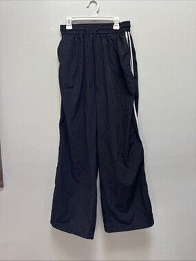 Windbreaker Pants Black Women Small/27 white stripes Streetwear 90s Hip hop